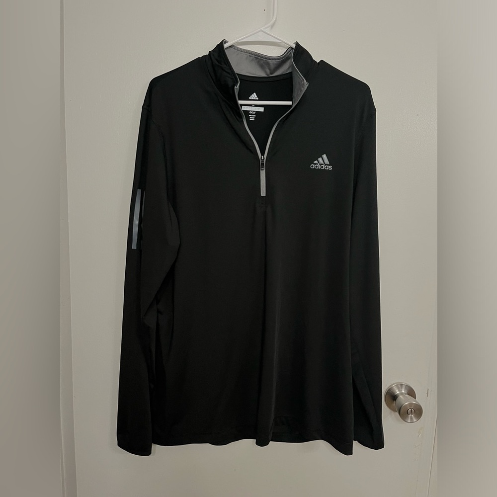 Adidas Men's Black Quarter-Zip Performance Golf Jacket, size large